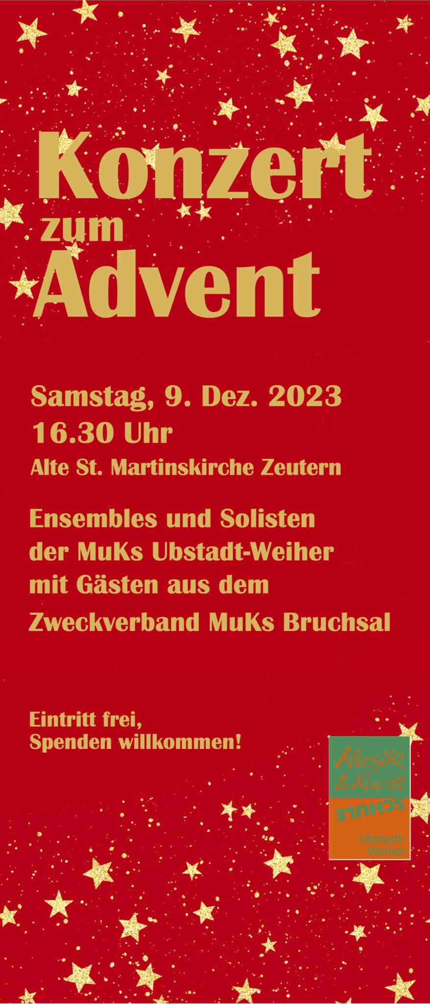 Konzert zum Advent am Samstag, 09. Dezember 2023 um 16.30 Uhr in der Alten St. Martinskirche Zeutern